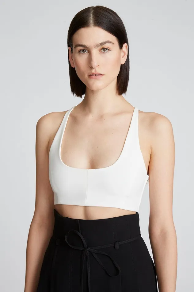 Halston Gwen Crepe Scoop Neck Bralette Chalk Women Tops Halston Gwen Crepe Scoop Neck Bralette Chalk Women Tops