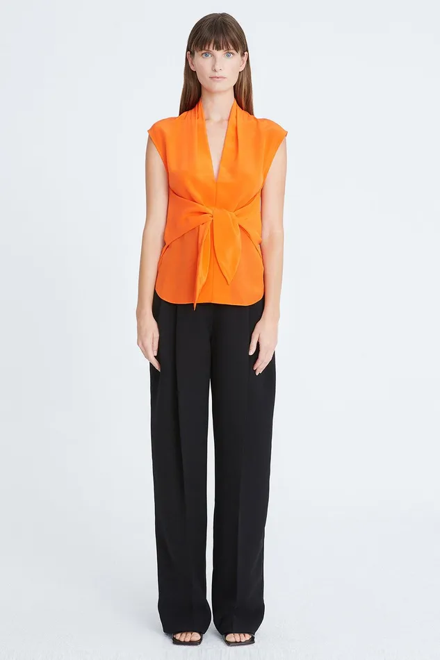 Halston Lola Cdc Tie Front Top Orangeade Women Tops Halston Lola Cdc Tie Front Top Orangeade Women Tops