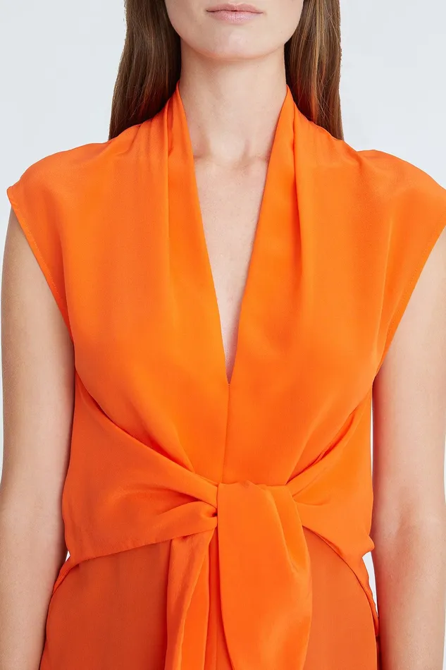 Halston Lola Cdc Tie Front Top Orangeade Women Tops Halston Lola Cdc Tie Front Top Orangeade Women Tops