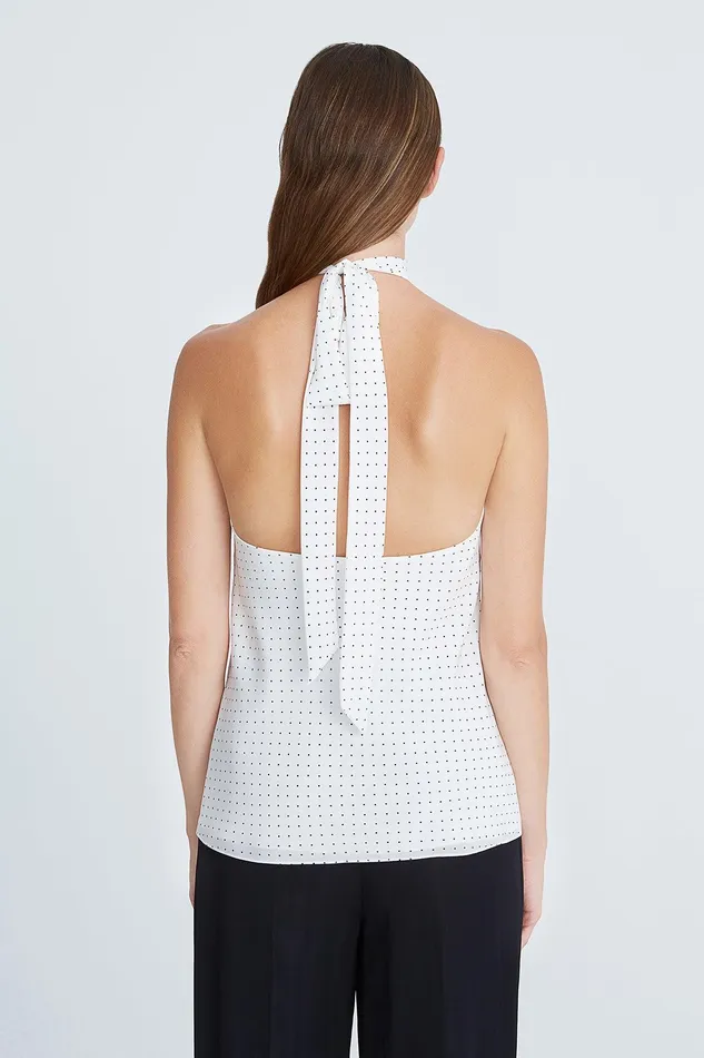 Halston Loren Cdc Micro Dot Top ChalkBlack Micro Dot Print Women Tops