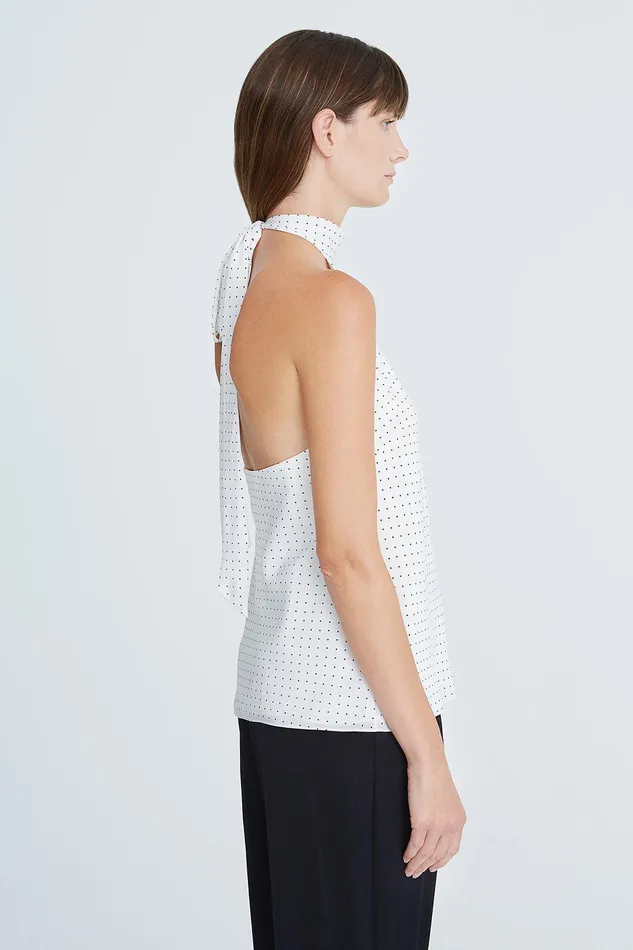 Halston Loren Cdc Micro Dot Top ChalkBlack Micro Dot Print Women Tops