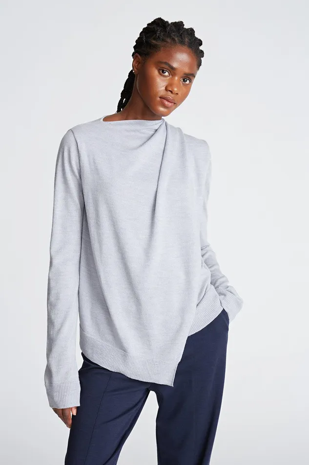 Halston Marlowe Sweater In Merino Wool Nickel Women Tops