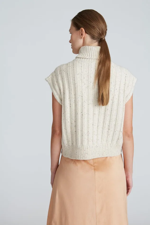 Halston Novah Sleeveless Sweater Oatmeal Women Tops Halston Novah Sleeveless Sweater Oatmeal Women Tops