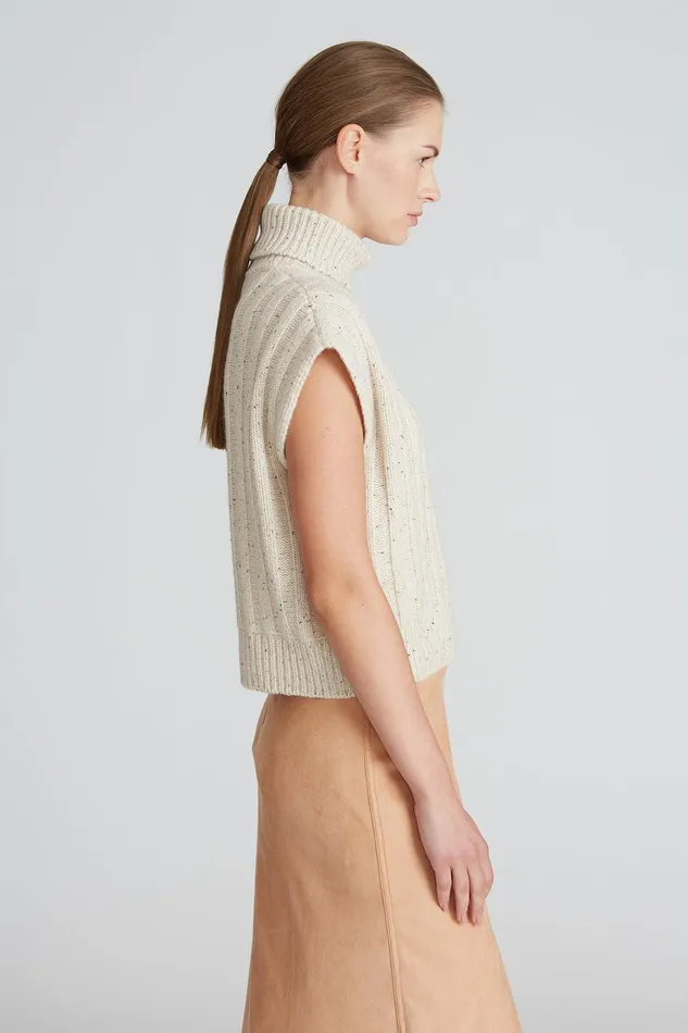 Halston Novah Sleeveless Sweater Oatmeal Women Tops Halston Novah Sleeveless Sweater Oatmeal Women Tops