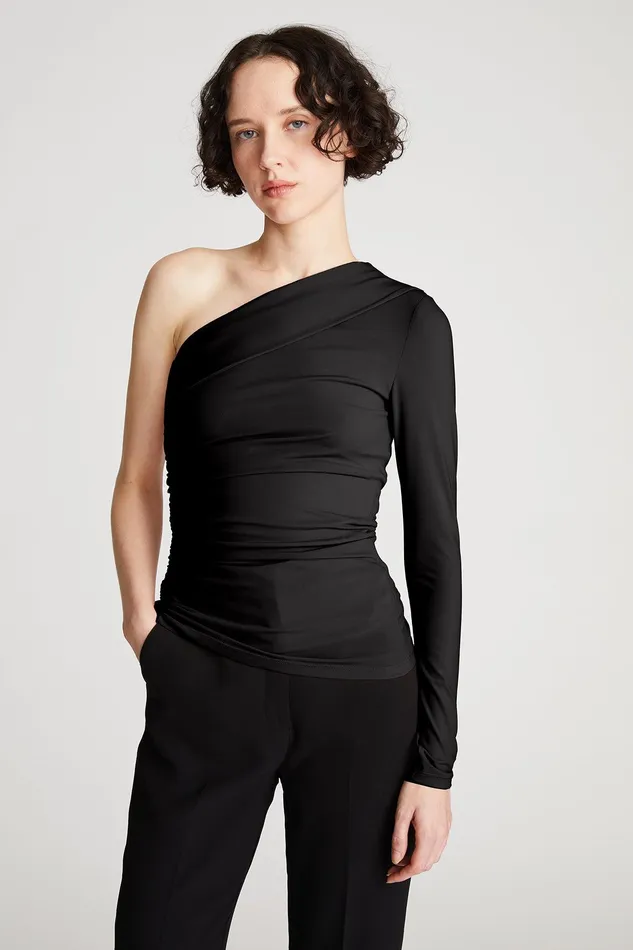 Halston Stefanie Top In Stretch Jersey Black Women Tops Halston Stefanie Top In Stretch Jersey Black Women Tops
