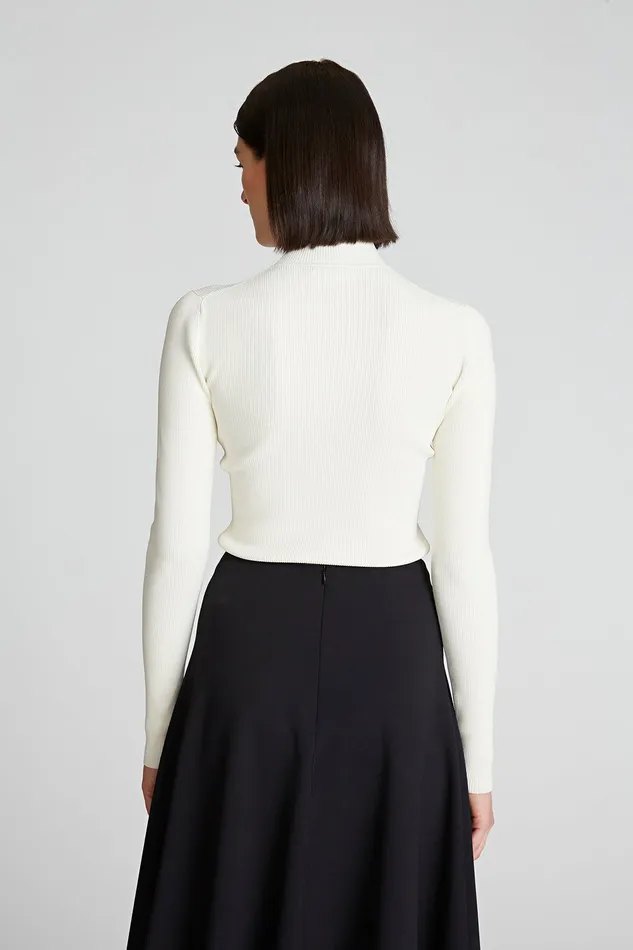 Halston Ty Turtleneck In Matte Viscose Ivory Women Tops Halston Ty Turtleneck In Matte Viscose Ivory Women Tops
