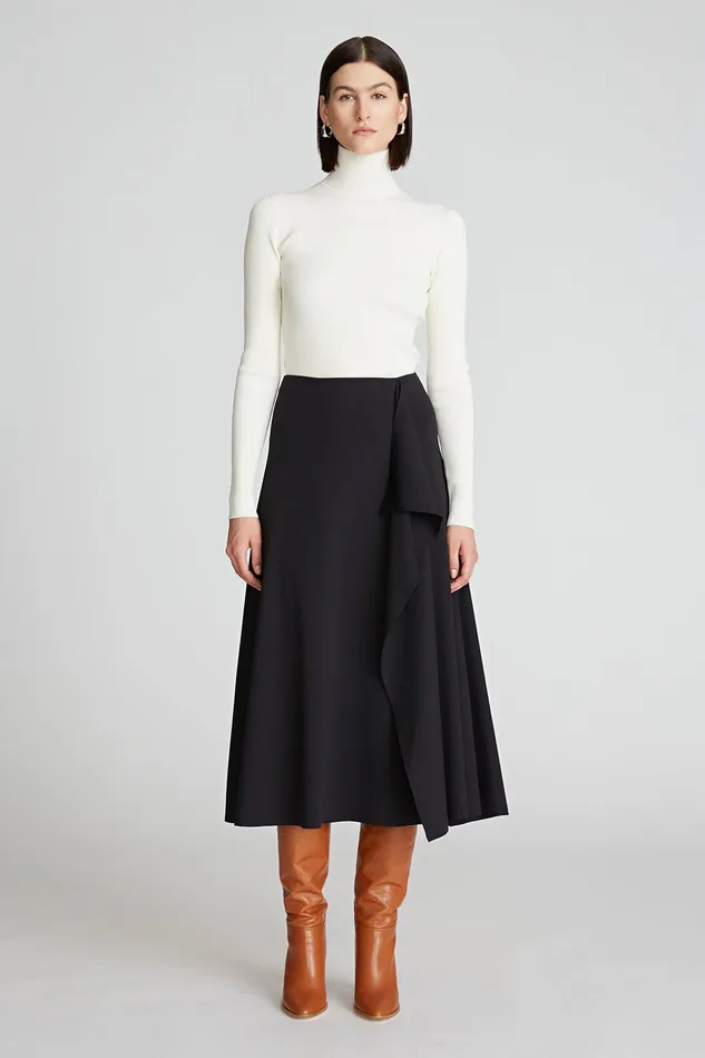 Halston Ty Turtleneck In Matte Viscose Ivory Women Tops Halston Ty Turtleneck In Matte Viscose Ivory Women Tops