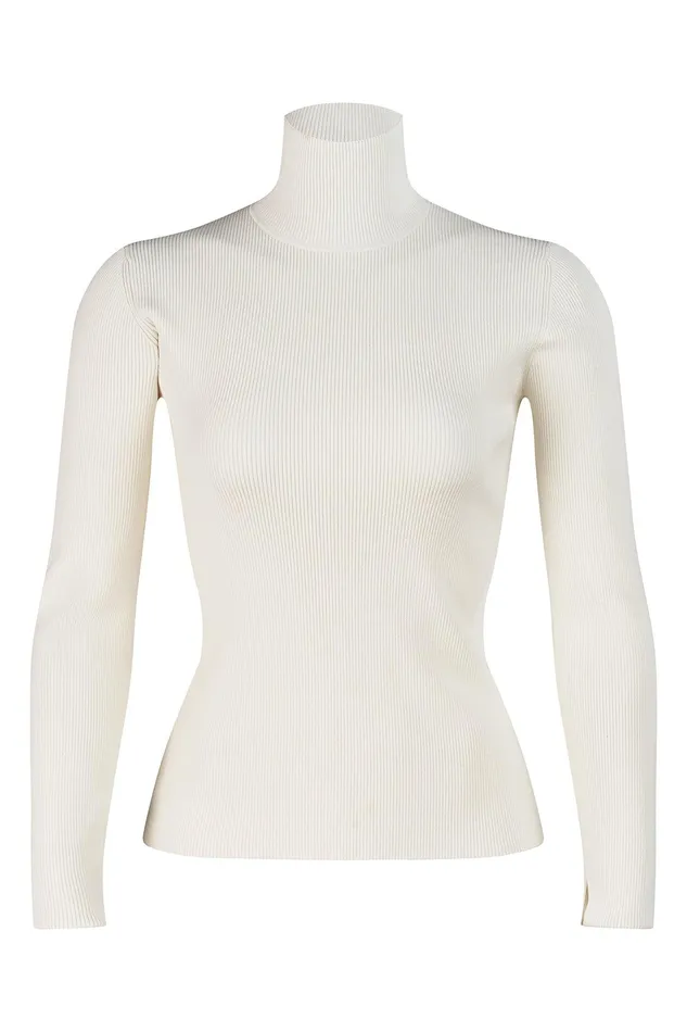 Halston Ty Turtleneck In Matte Viscose Ivory Women Tops Halston Ty Turtleneck In Matte Viscose Ivory Women Tops