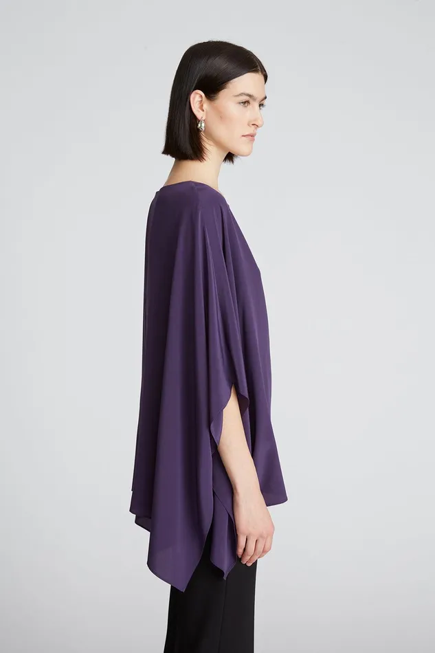 Halston Wendy Top In Crepe De Chine Eggplant Women Tops Halston Wendy Top In Crepe De Chine Eggplant Women Tops