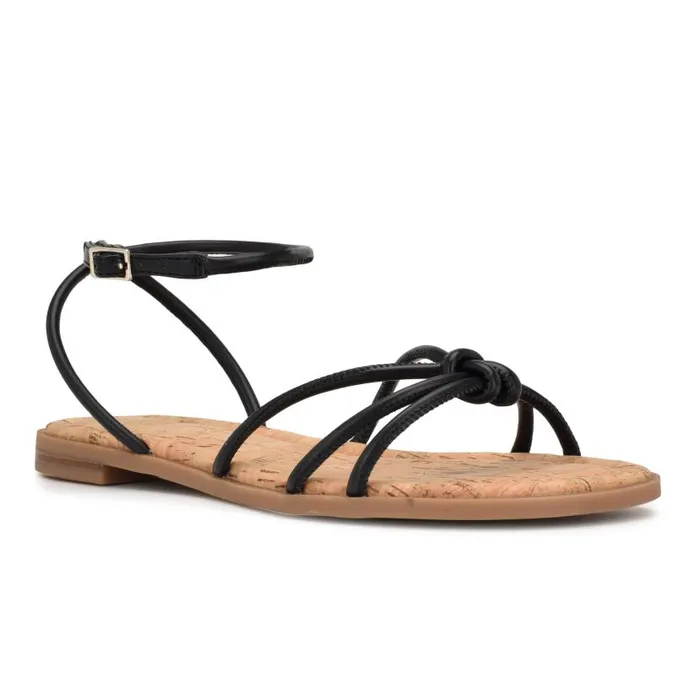 Hanklee Ankle Strap Flat Sandals Black Women Nine West Sandals