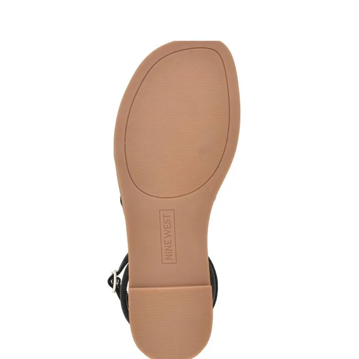 Hanklee Ankle Strap Flat Sandals Black Women Nine West Sandals