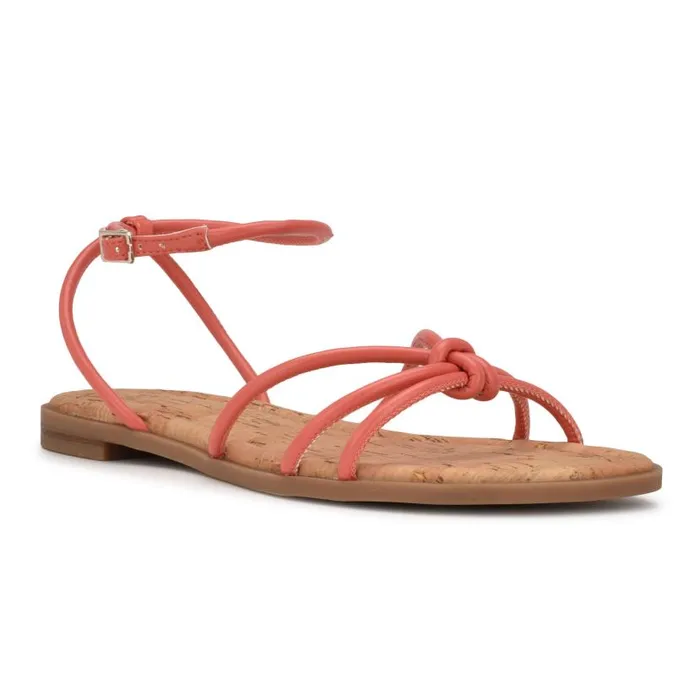 Hanklee Ankle Strap Flat Sandals Coral Women Nine West Sandals