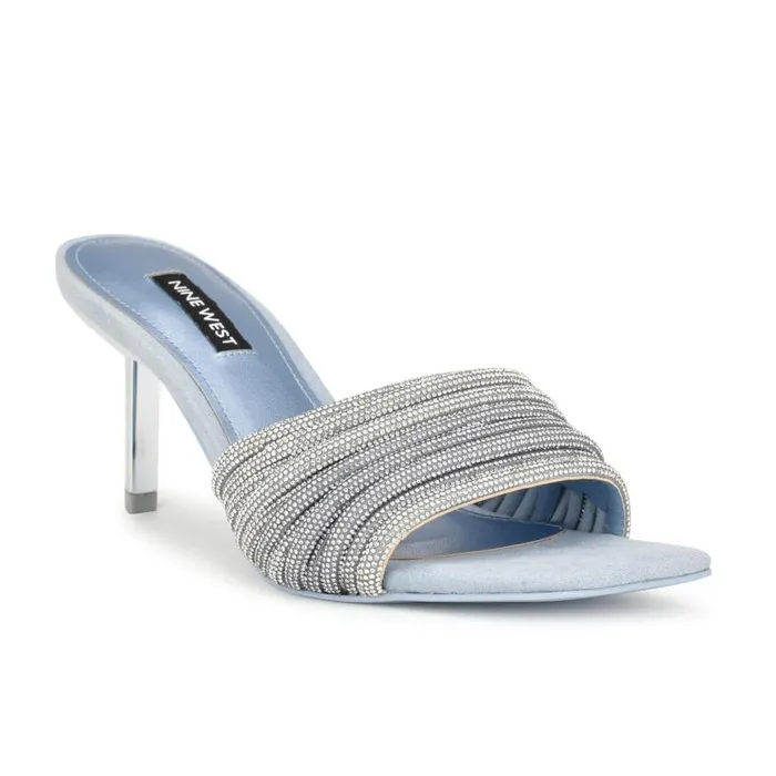 Harbor Heeled Slide Sandals Blue Women Nine West Heels