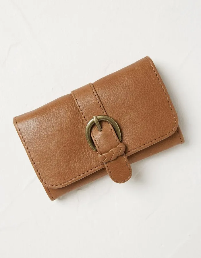 Harlow Round Buckle Foldover Purse Tan Women FatFace Bags and Purses