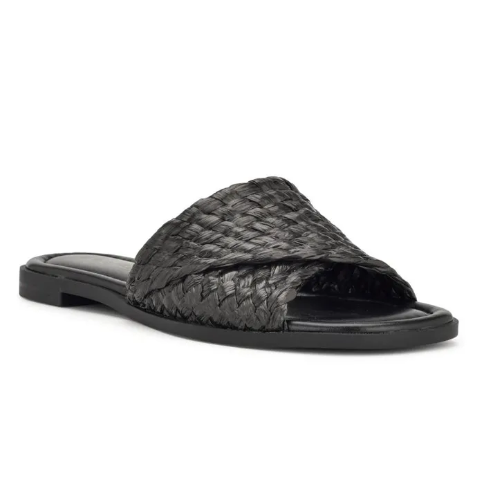 Havah Flat Slide Sandals Black Women Nine West Sandals