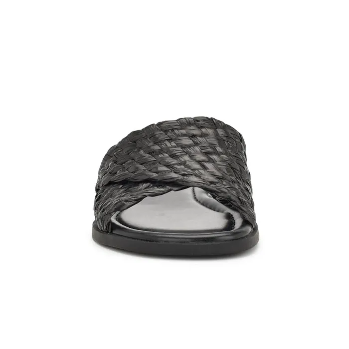 Havah Flat Slide Sandals Black Women Nine West Sandals