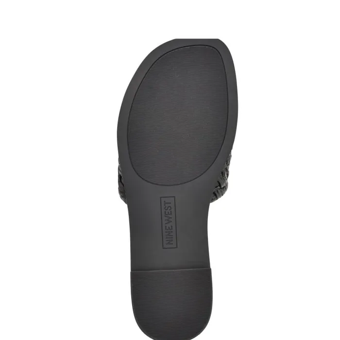 Havah Flat Slide Sandals Black Women Nine West Sandals