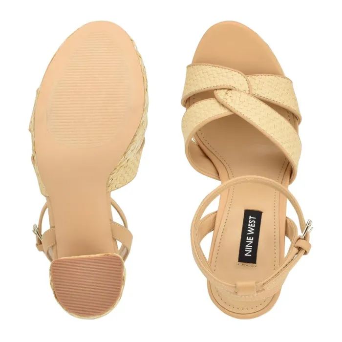 Hayya Woven Platform Sandals Natural Women Nine West Heels
