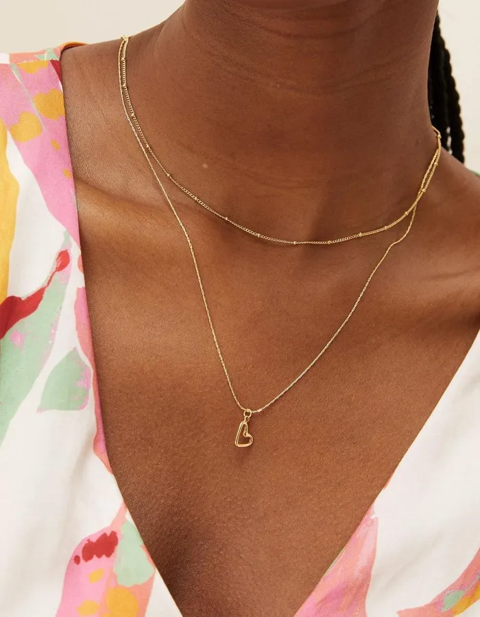Heart Layered Necklace Gold Women FatFace Jewellery
