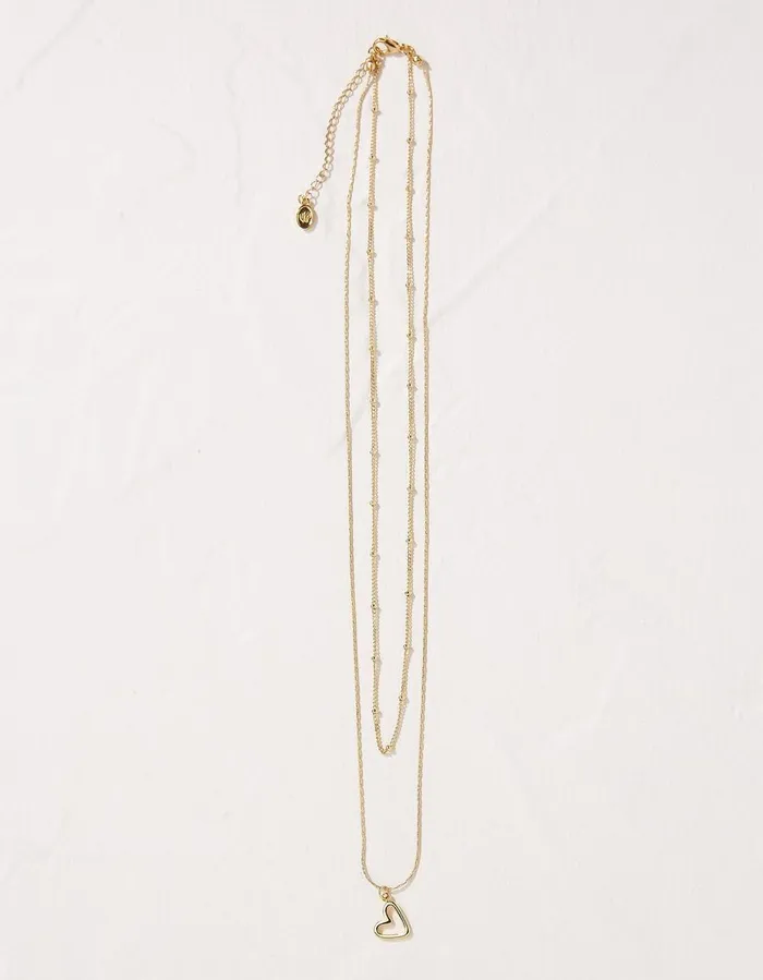 Heart Layered Necklace Gold Women FatFace Jewellery