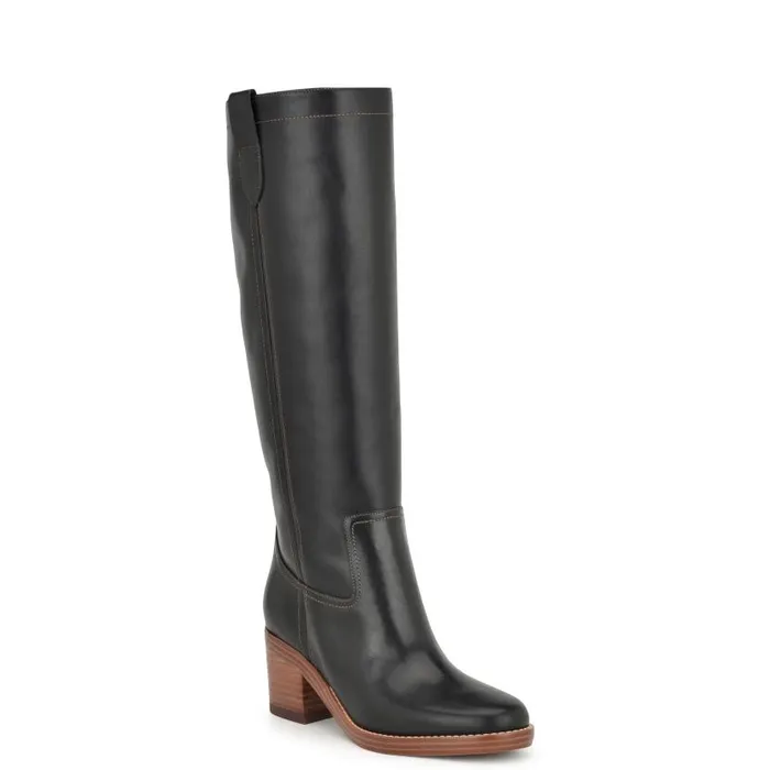 Hecee Block Heel Tailored Boots Black Leather Women Nine West Boots and Booties