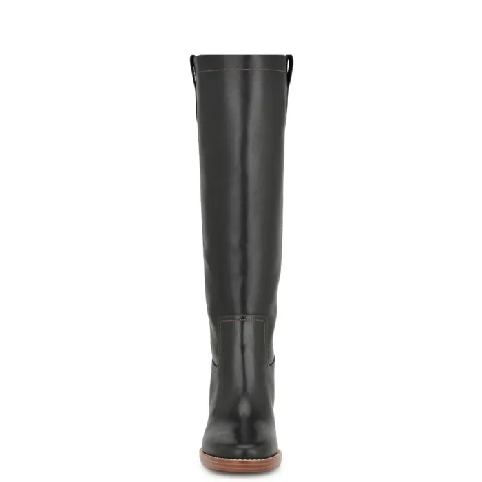 Hecee Block Heel Tailored Boots Black Leather Women Nine West Boots and Booties