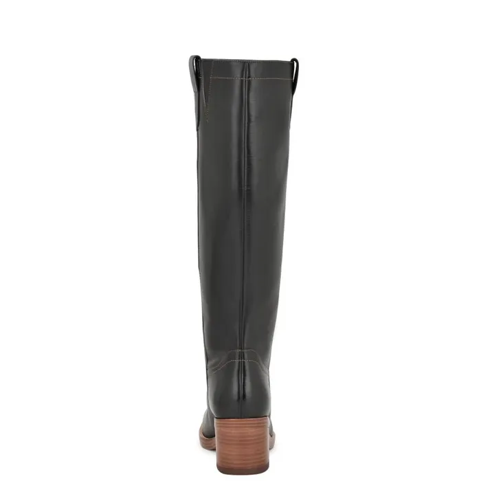 Hecee Block Heel Tailored Boots Black Leather Women Nine West Boots and Booties