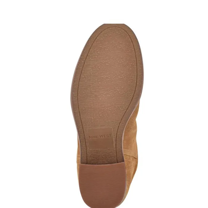 Hecee Block Heel Tailored Boots Natural Suede Women Nine West Boots and Booties