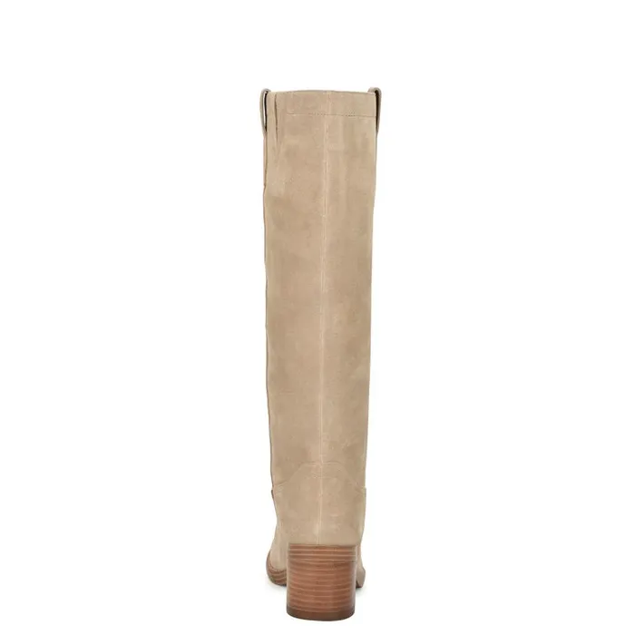 Hecee Block Heel Tailored Boots Tan Suede Women Nine West Boots and Booties