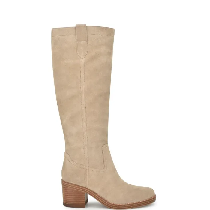 Hecee Block Heel Tailored Boots Tan Suede Women Nine West Heels
