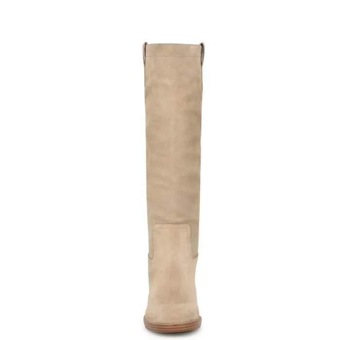 Hecee Block Heel Tailored Boots Tan Suede Women Nine West Heels