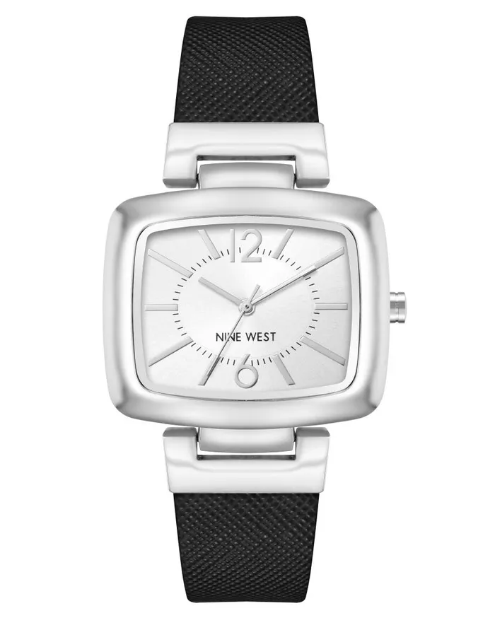 Heritage Rectangular Case Watch Blacksilver WomenMen Nine West Watches