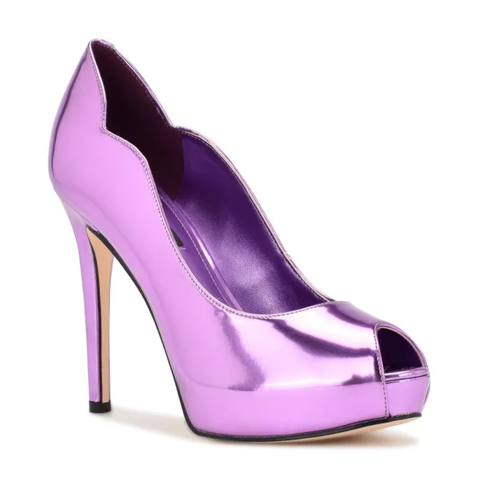 Hilare Peep Toe Pumps Purple Mirror Metallic Women Nine West Heels