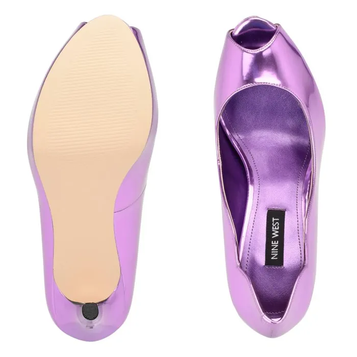 Hilare Peep Toe Pumps Purple Mirror Metallic Women Nine West Heels