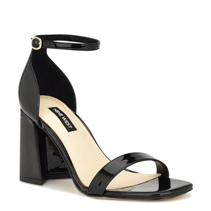 Ilea Ankle Strap Sandals Black Patent Women Nine West Sandals