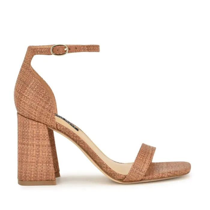 Ilea Ankle Strap Sandals Brown Raffia Women Nine West Sandals