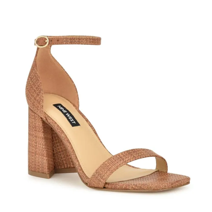 Ilea Ankle Strap Sandals Brown Raffia Women Nine West Sandals