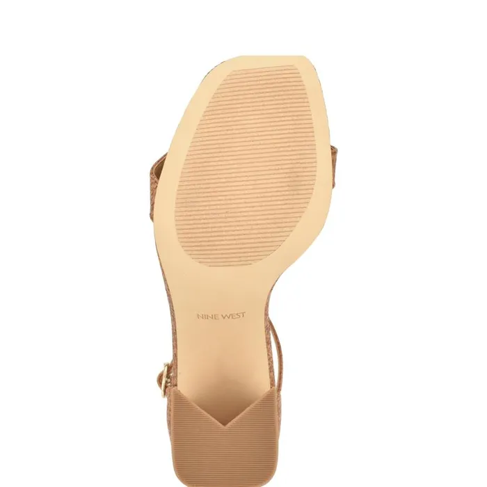 Ilea Ankle Strap Sandals Brown Raffia Women Nine West Sandals
