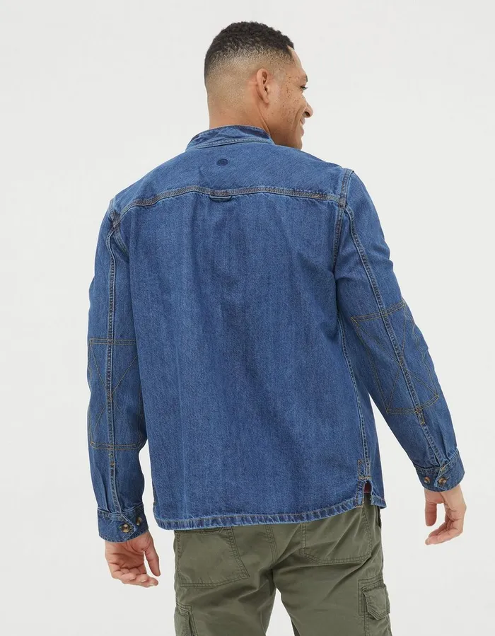 Indigo Denim Grandad Shirt Indigo Blue Men FatFace Shirts