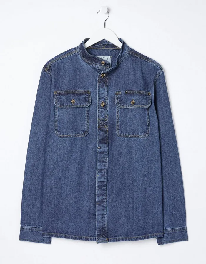 Indigo Denim Grandad Shirt Indigo Blue Men FatFace Shirts