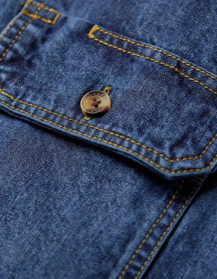 Indigo Denim Grandad Shirt Indigo Blue Men FatFace Shirts
