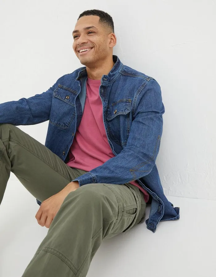 Indigo Denim Grandad Shirt Indigo Blue Men FatFace Shirts