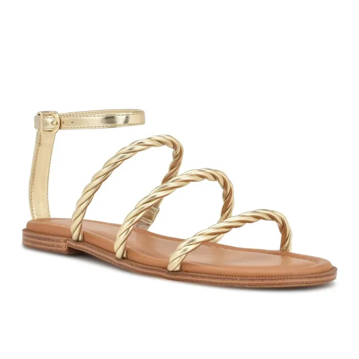 Ipster Ankle Strap Flat Sandals Gold Women Nine West Sandals