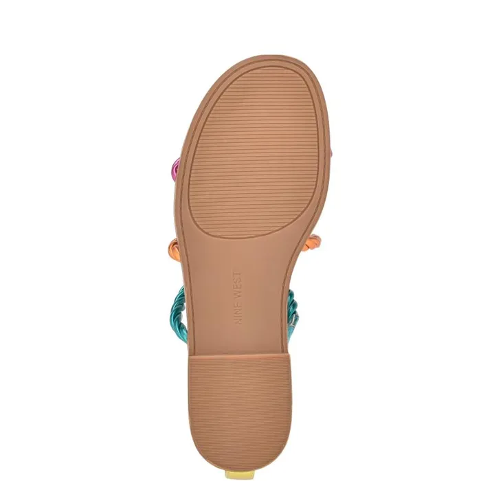 Ipster Ankle Strap Flat Sandals Pink Orange Multi Metallic Women Nine West Sandals