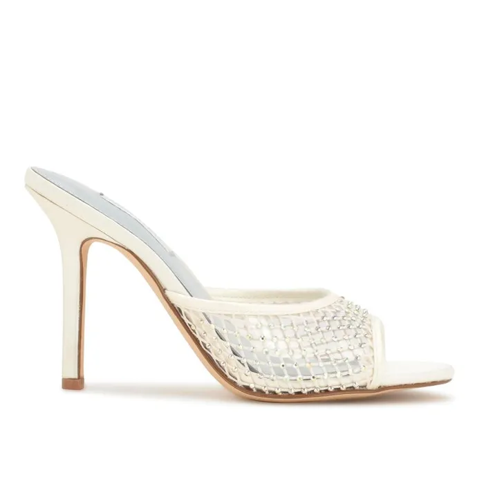Iriep Heeled Slide Sandals Ivory Mesh Women Nine West Sandals