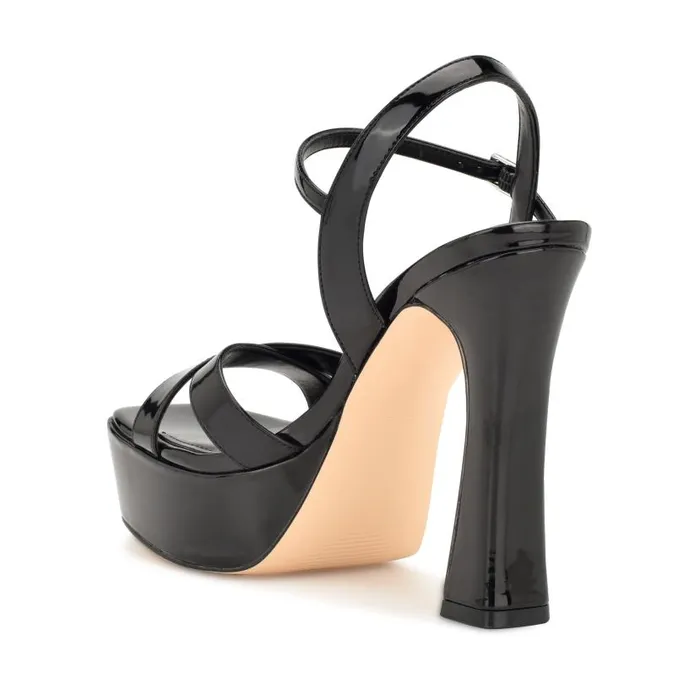 Iriv Platform Sandals Black Patent Women Nine West Heels