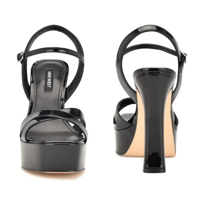 Iriv Platform Sandals Black Patent Women Nine West Heels