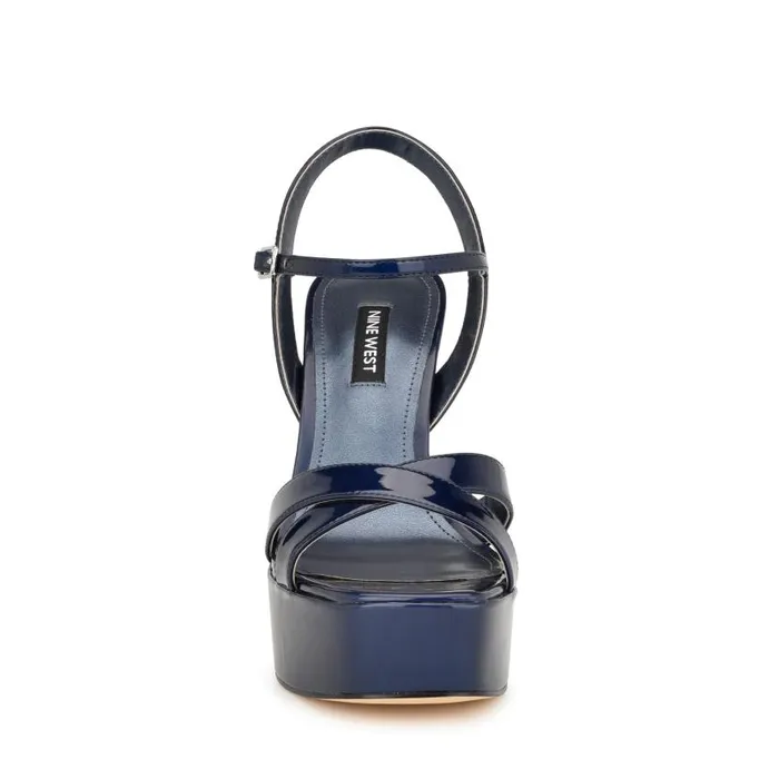 Iriv Platform Sandals Blue Patent Women Nine West Sandals