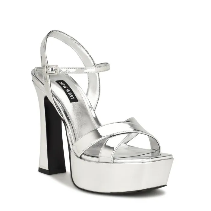 Iriv Platform Sandals Silver Women Nine West Sandals