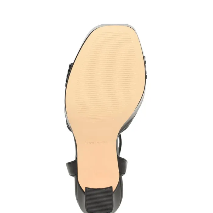 Irna Platform Ankle Strap Knotted Sandals Black Patent Women Nine West Sandals